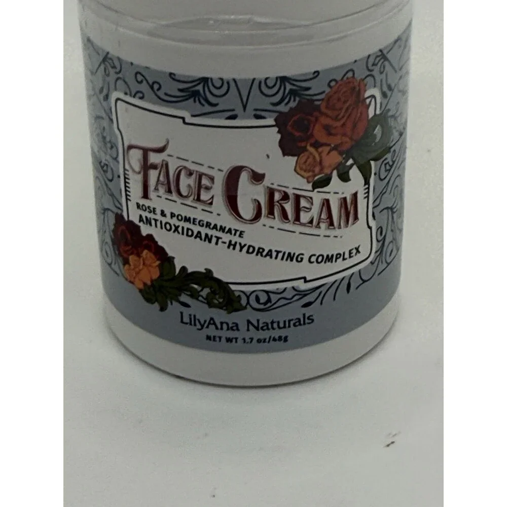New LilyAna Naturals Rose & Pomegranate Face Cream 1.7oz Antioxidant Hydrating